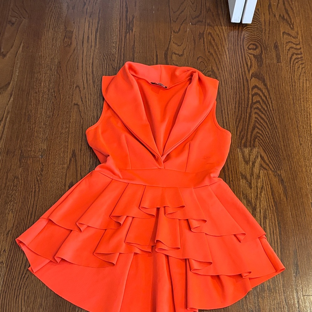 VENUS Vibrant Orange Ruffled Formal Top